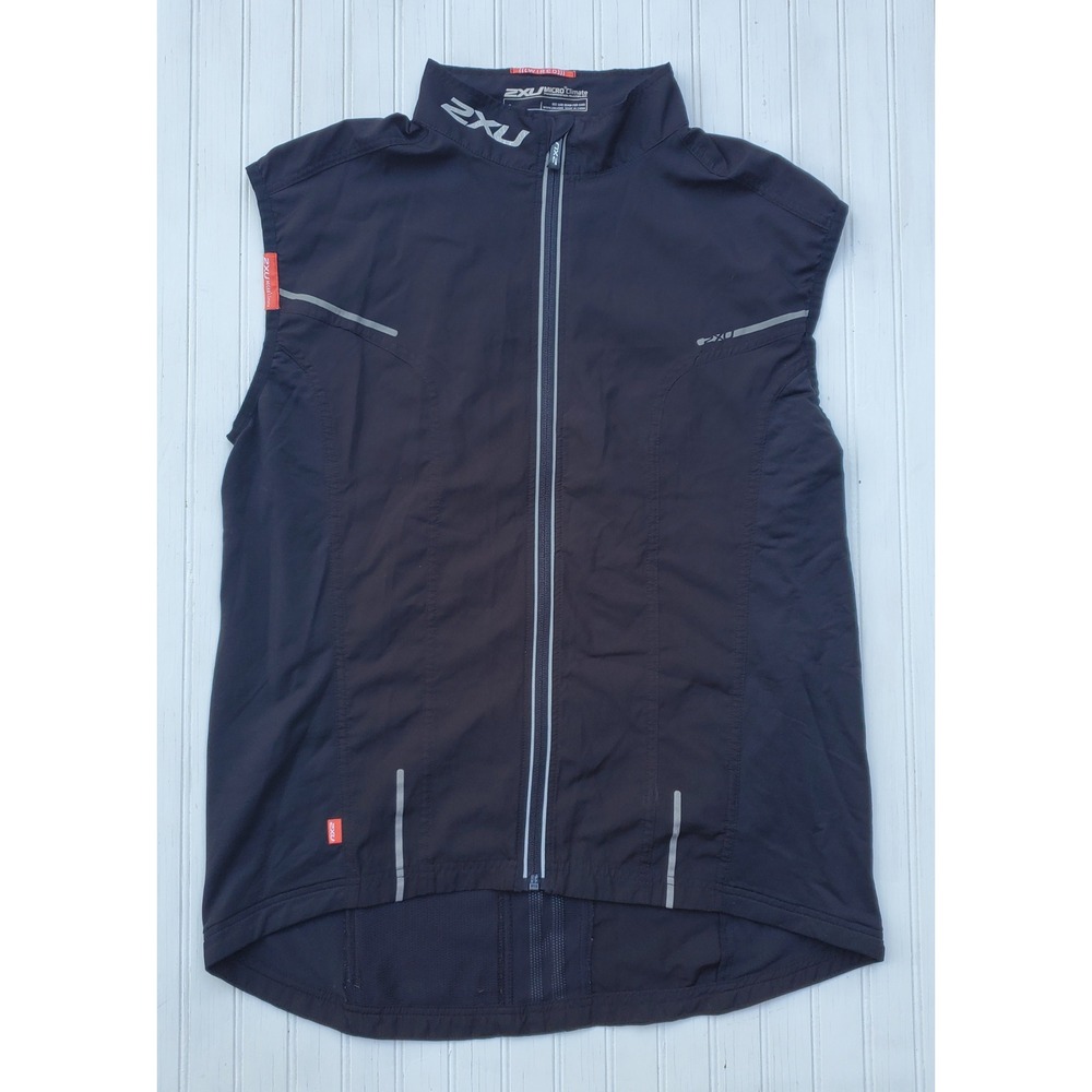 2XU MicroClimate Cycling Vest Black Reflective Full Zip Sleeveless Jacket Large